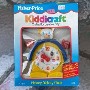 VTG 1990 fisher price kiddicraft hickory dickory clock A Wind-up Musical Clock